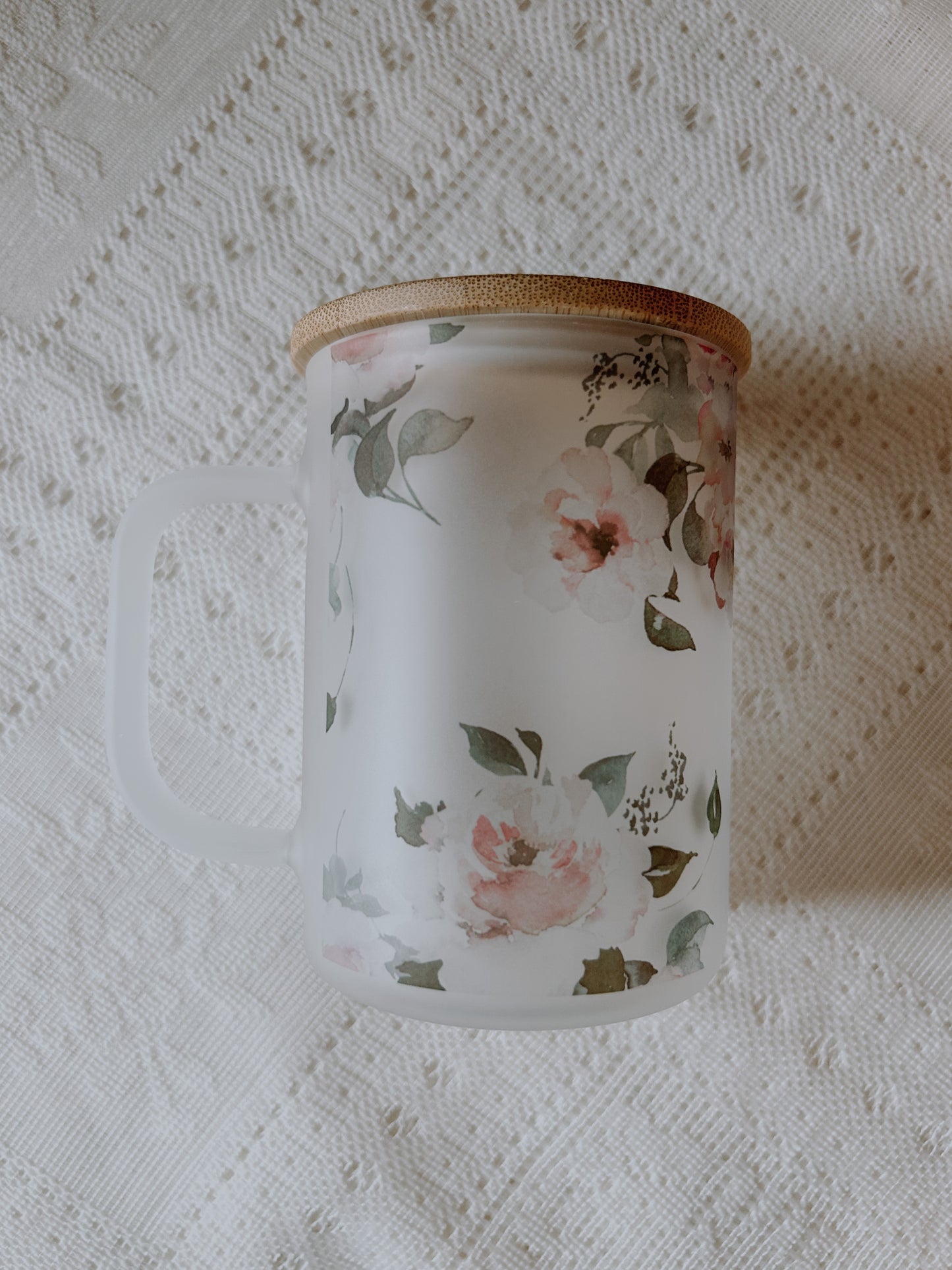 Soft Floral Frosted Glass Mug