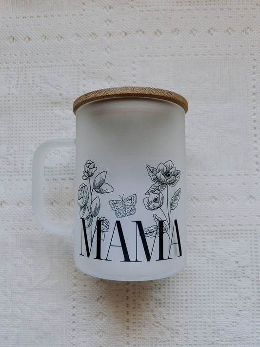 Floral Mama Frosted Glass Mug