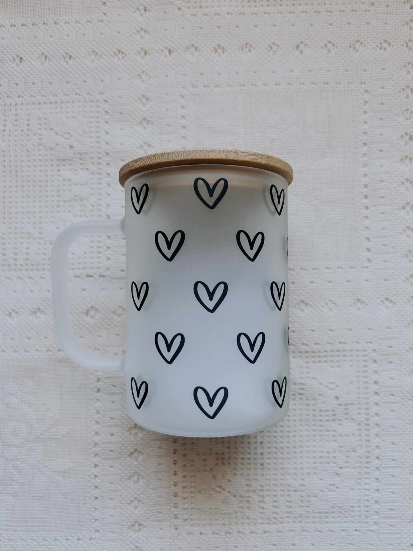 Heart Frosted Glass Mug