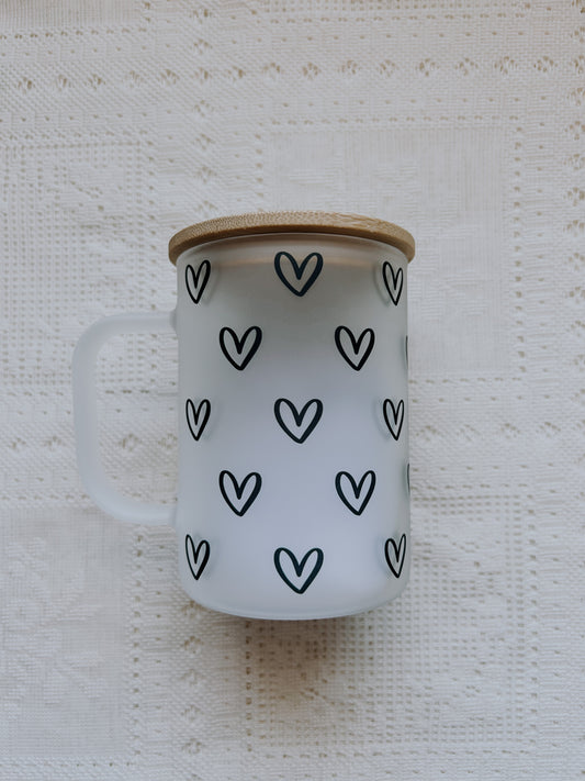 Heart Frosted Glass Mug