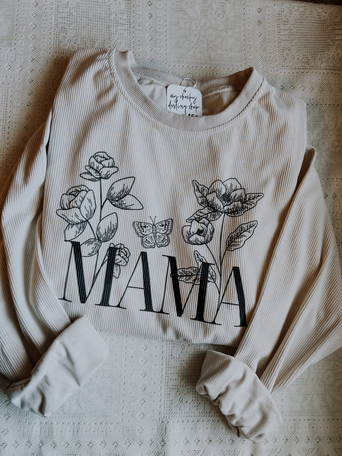 *PREORDER* Mama Floral Corded Sweatshirt