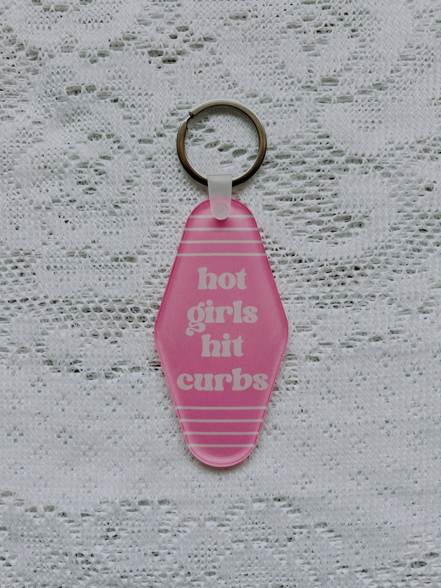 Hot Girls Hit Curbs Motel Keychain