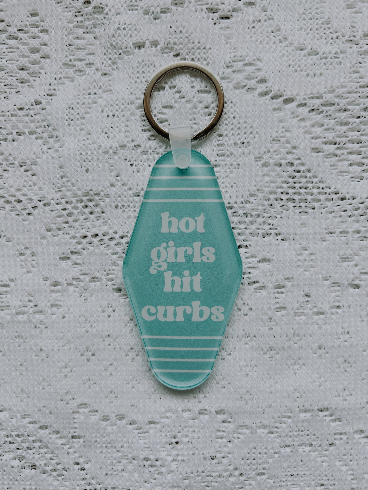 Hot Girls Hit Curbs Motel Keychain